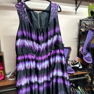 Purple & Black Stripes & Leopard Pattern Dress, size 26/28